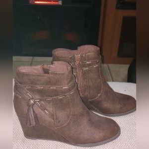Sugar Brown Wedge Booties